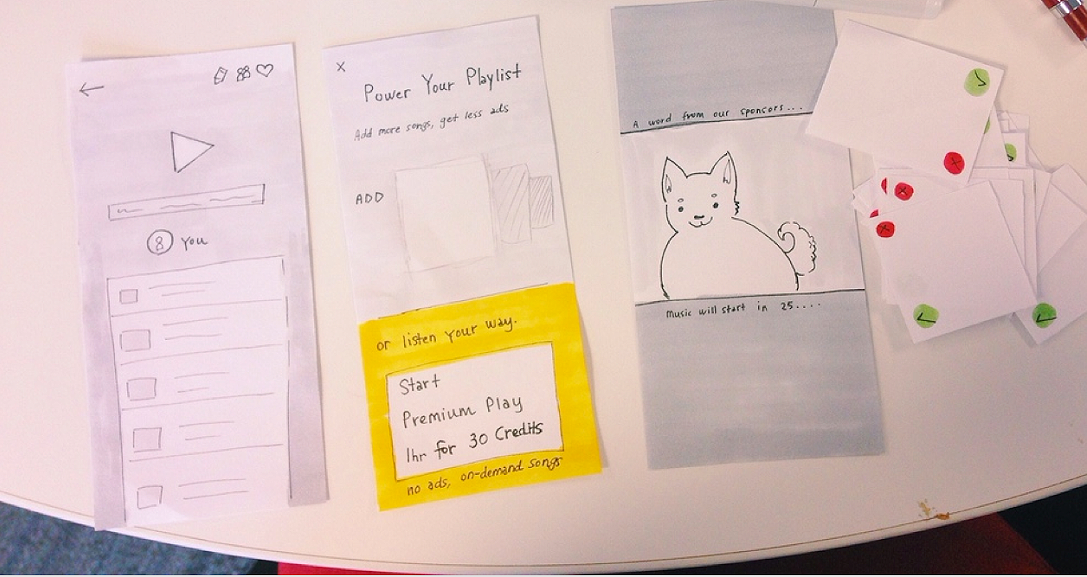 A paper prototype for a playlist maker design